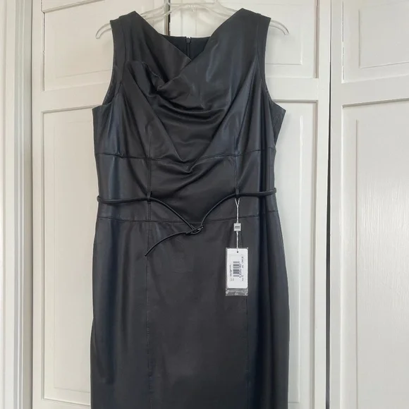 Armani Collezioni | Dresses | Armani Cowl Neck Leather Dress | Poshmark